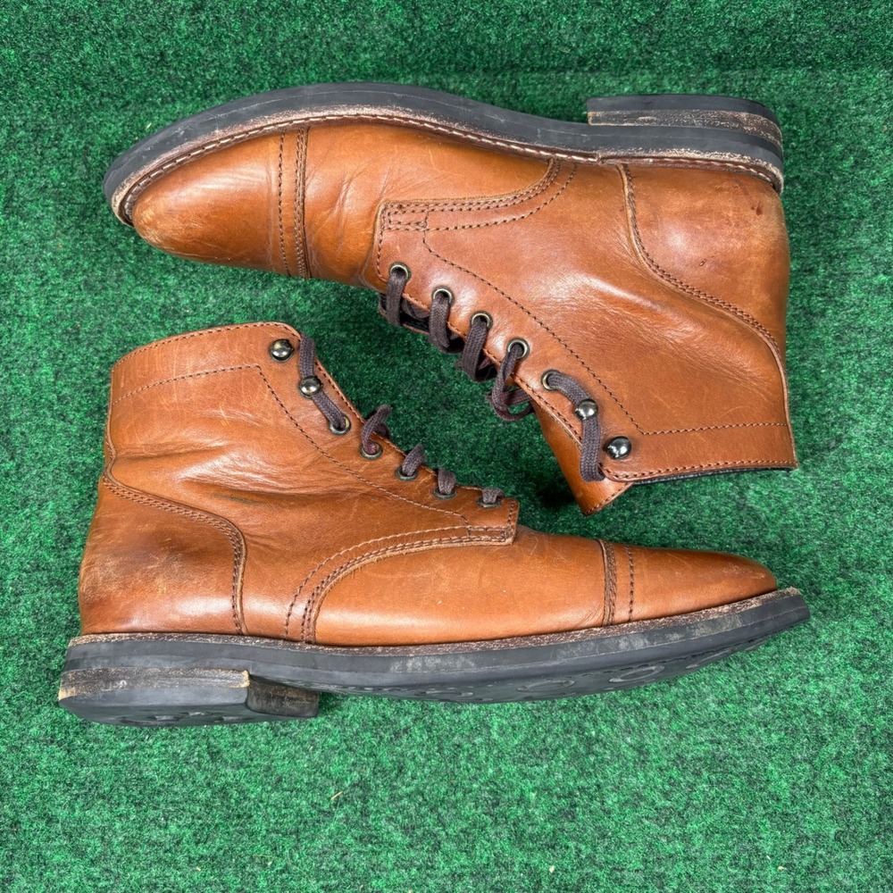 Thursday Boot Co Captain Brandy Leather Cap Toe Lace Up Boots Mens 8.5 BRDY CPN